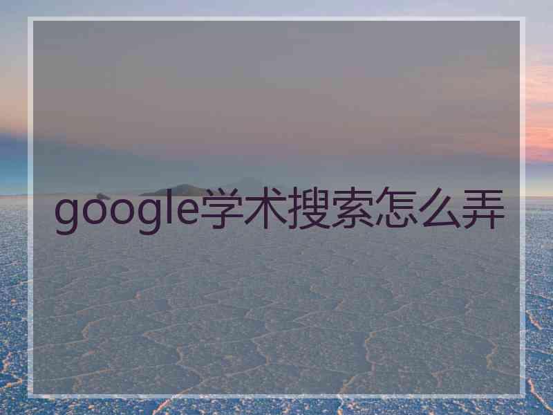 google学术搜索怎么弄