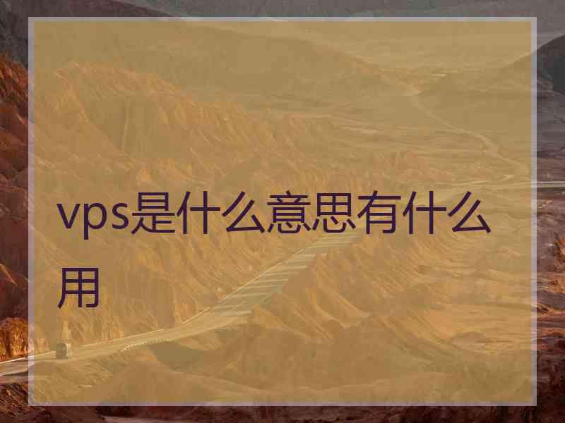 vps是什么意思有什么用