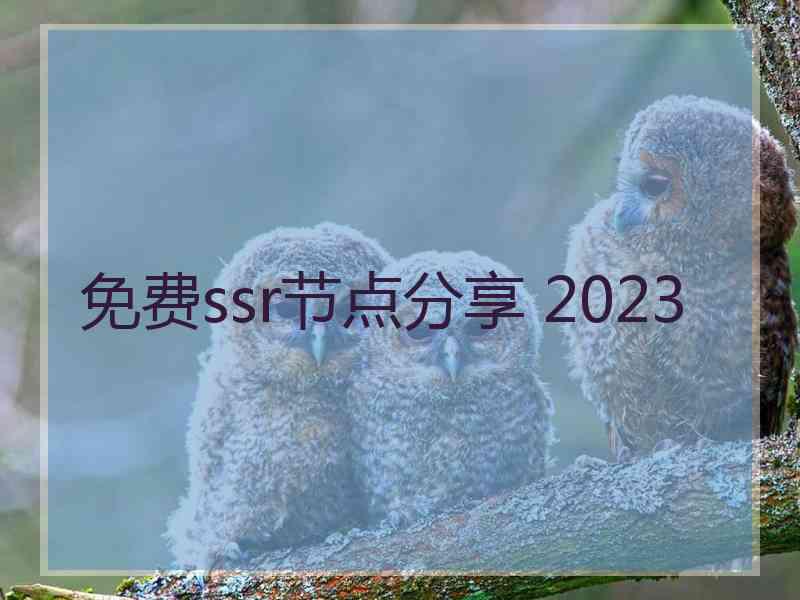 免费ssr节点分享 2023