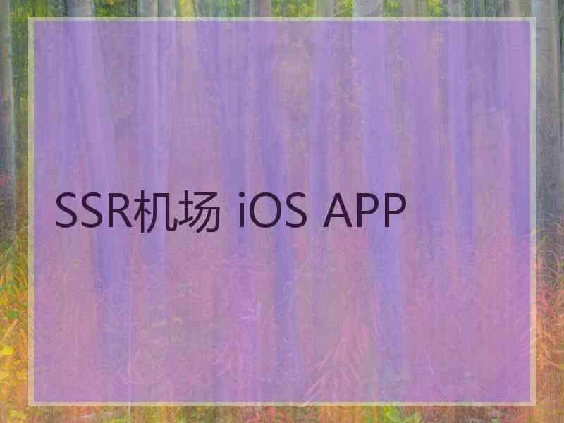 SSR机场 iOS APP